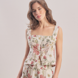 Burgundy - Floral Linen Vest
