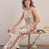 Burgundy - Floral Linen Vest