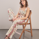 Burgundy - Floral Linen Vest
