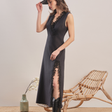 Midnight Bloom - Embroidered Midi Dress