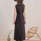 Midnight Bloom - Embroidered Midi Dress