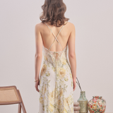 Yellow Meadow - Floral Linen Maxi Dress