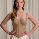 Beige Lace Corset Bustier Top