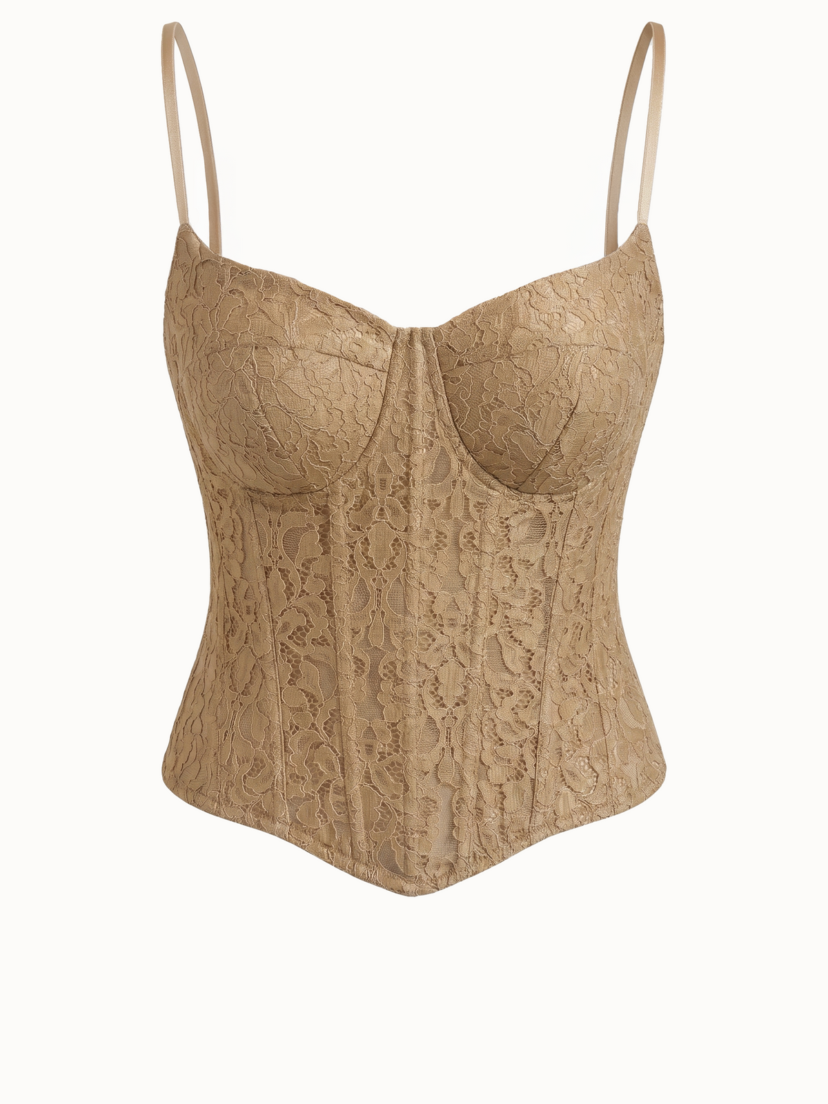 Beige Lace Corset Bustier Top