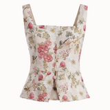 Burgundy - Floral Linen Vest