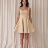 Butter Yellow Payetli Dantel Mini Abiye Elbise