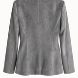 Grey Suede Jacket with Asymmetric Fringe Detail