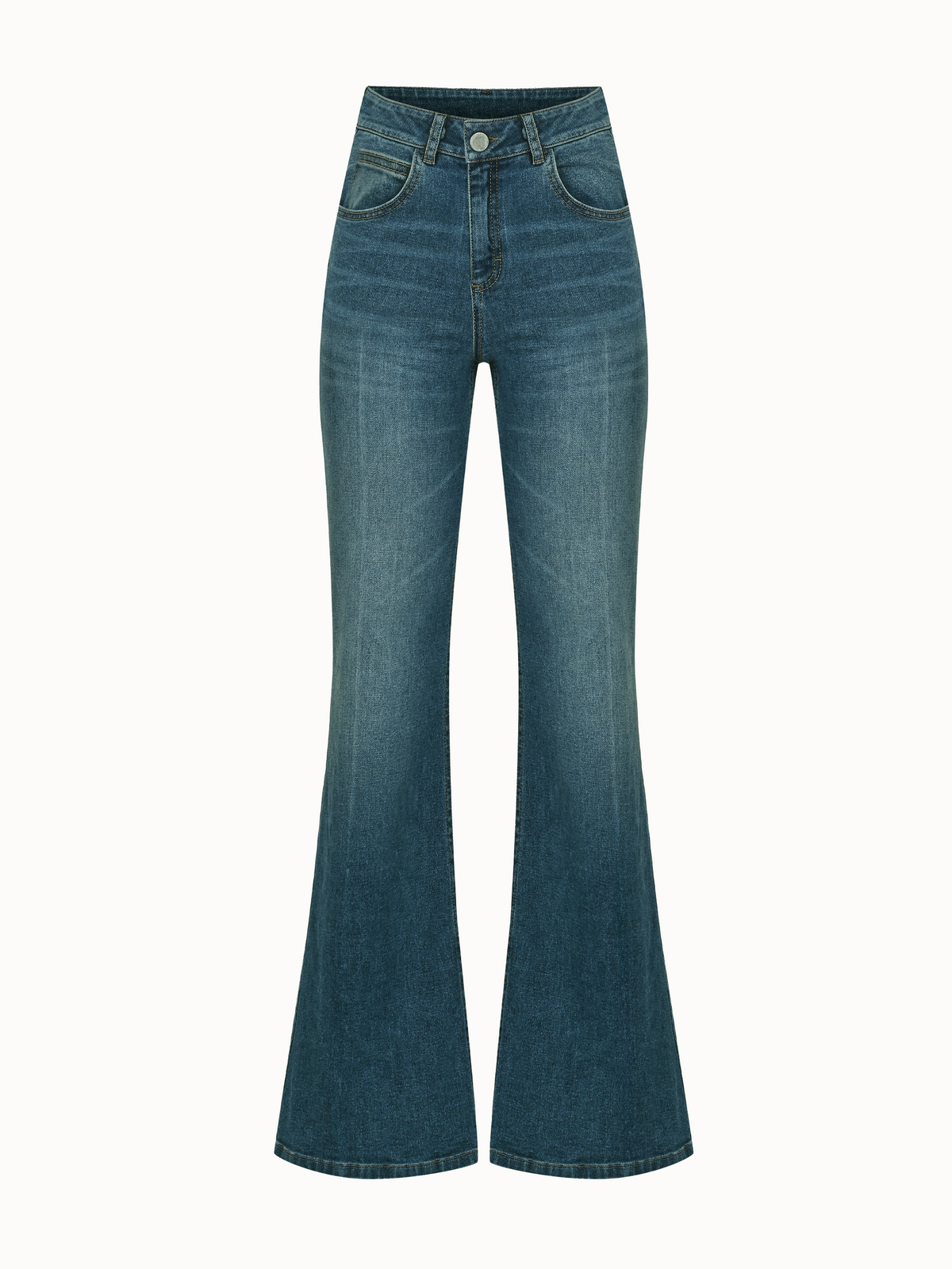 Flared High Rise Blue Jeans