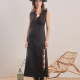 Midnight Bloom - Embroidered Midi Dress