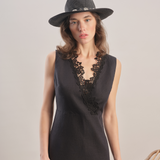 Midnight Bloom - Embroidered Midi Dress