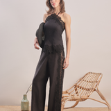 Midnight Bloom - Embroidered Pants