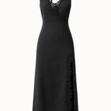 Midnight Bloom - Embroidered Midi Dress