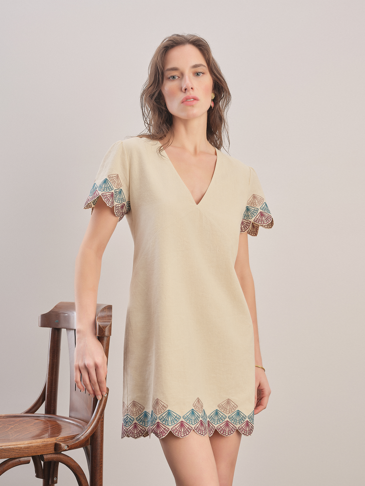 Oyster - Embroidered Mini Dress