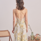 Yellow Meadow - Floral Linen Maxi Dress