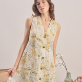 Yellow Meadow - Floral Linen Mini Dress