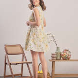 Yellow Meadow - Floral Linen Mini Dress