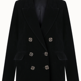 Velvet Double-Breasted Blazer