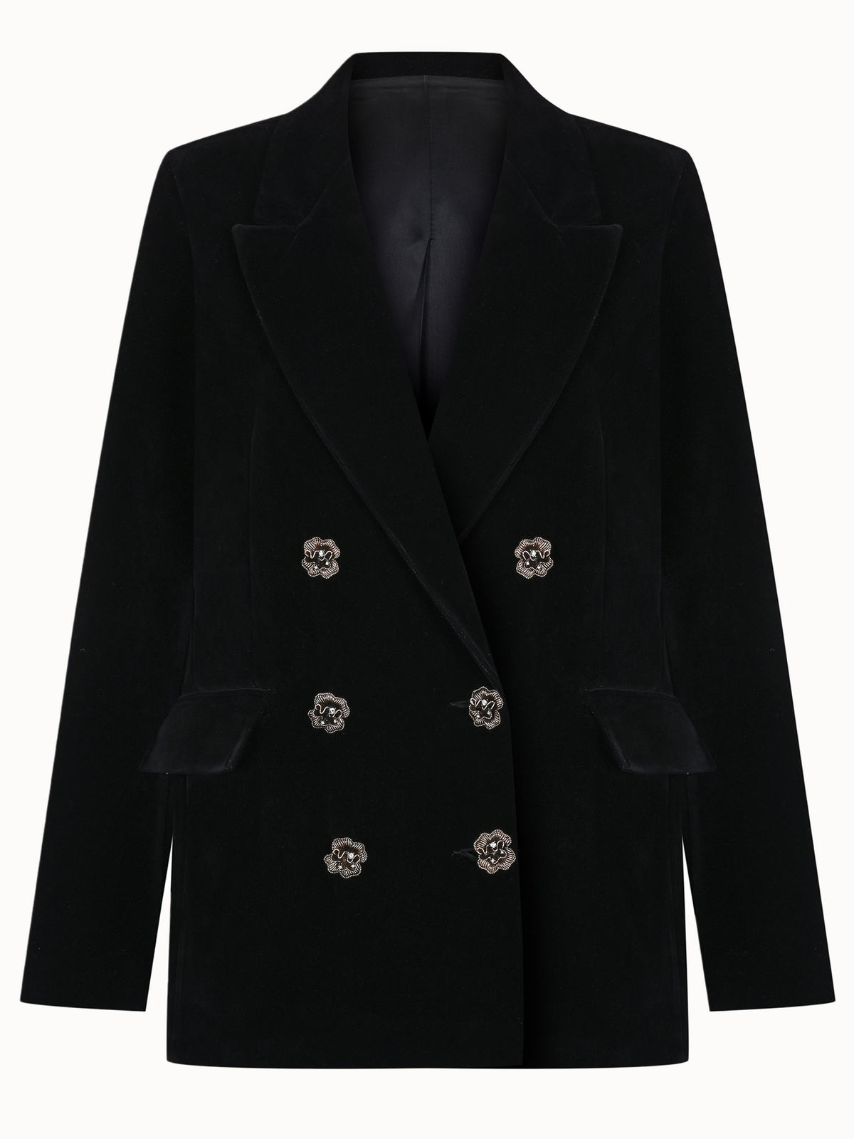Velvet Double-Breasted Blazer