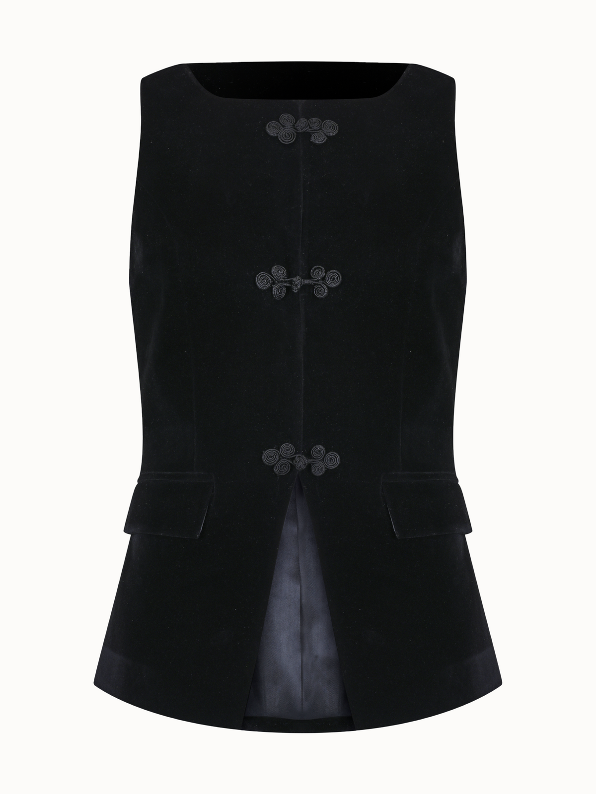 Tailored Velvet Vest with Chinese Knot Buttons