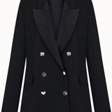 Tailored Double-Breasted Blazer with Satin Lining